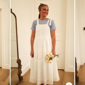 Elegant White Eyelet Dress midi length